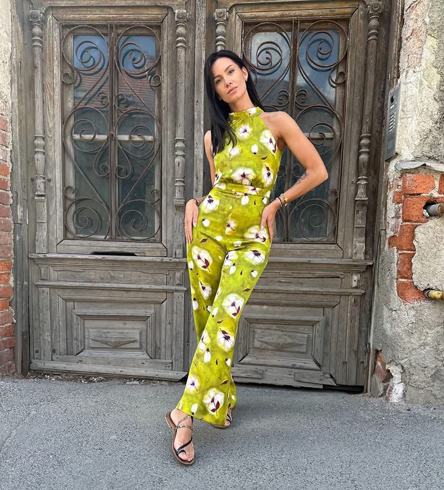 Max&Co - Salopetă Verde cu Print Floral - 36 EU