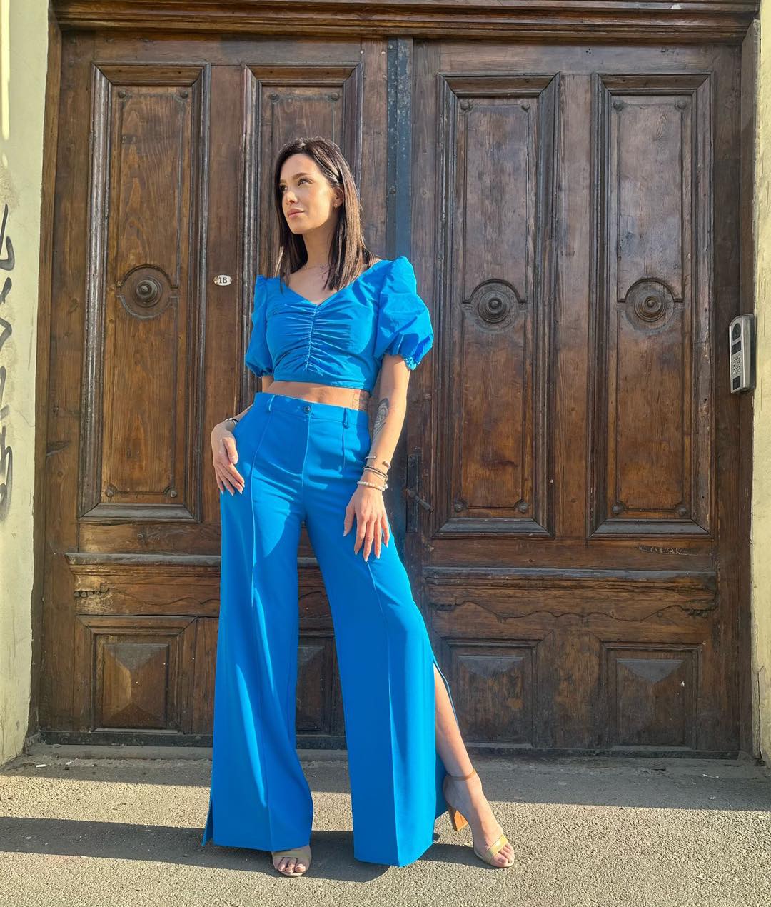 PINKO - Pantaloni Albastri Fluizi MA3472 - 42 IT