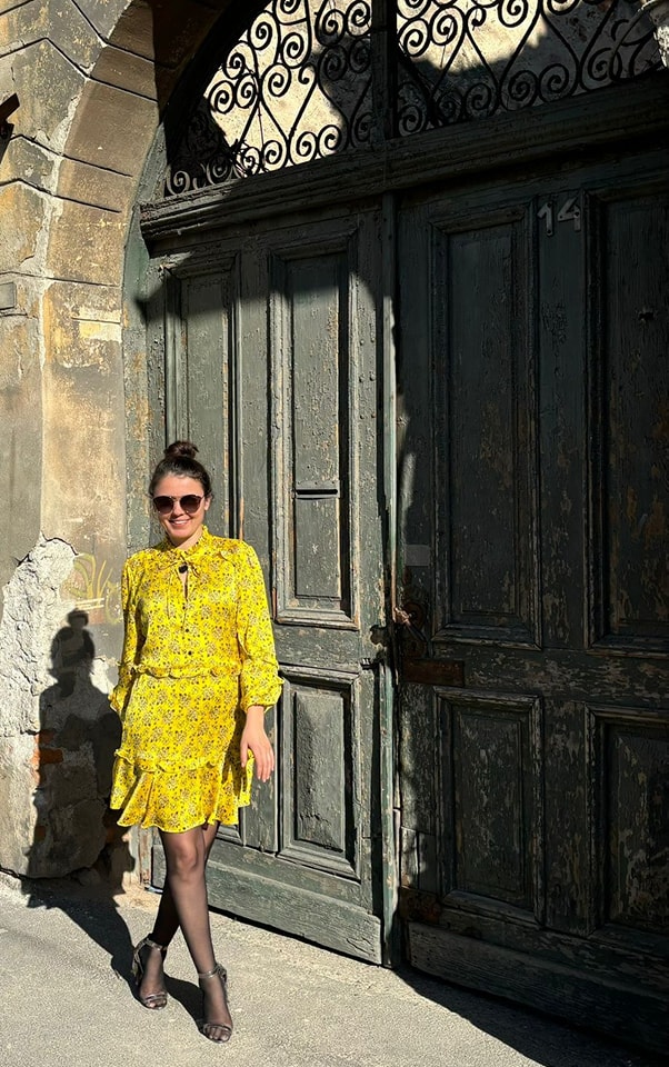 PINKO - Rochie Galbenă cu Print Floral MA3537 - 44 IT