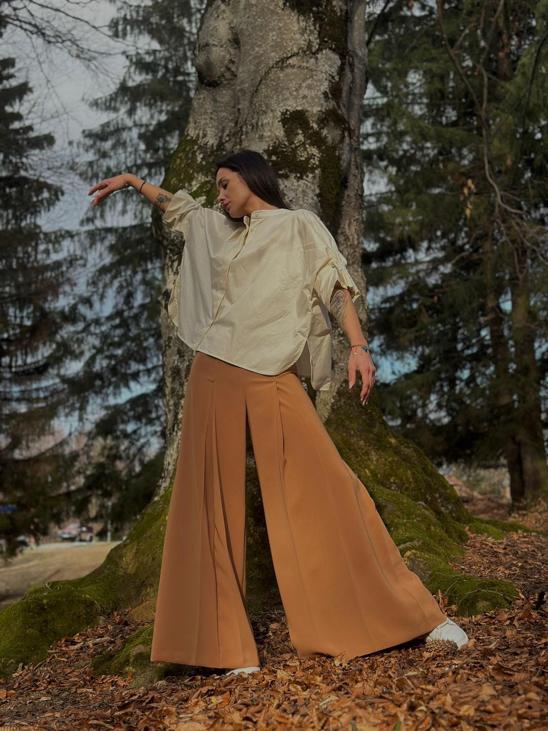MaxMara Pantaloni crem MA5097 - 38 EU