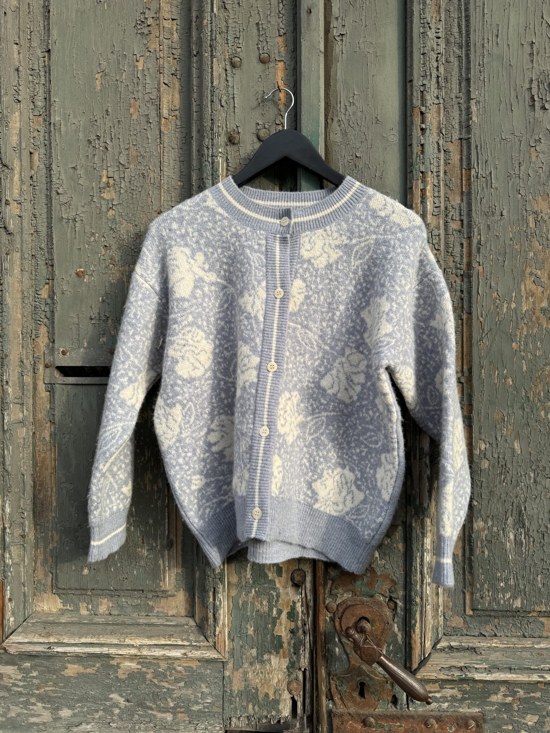 cardigan albastru cu print floral MA6761 - S INTL