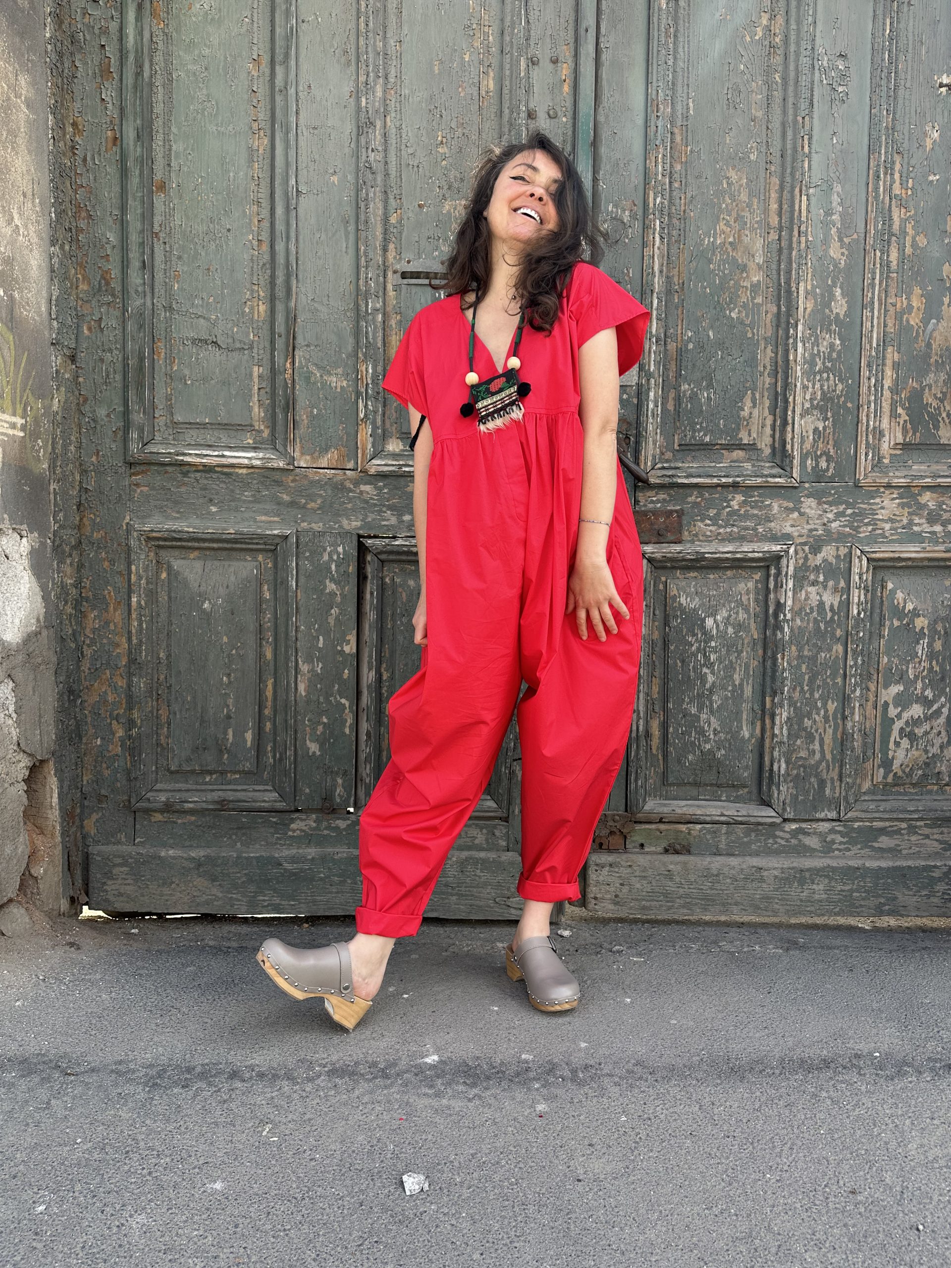 MeiMeij Salopetă roșie MA7407 - S INTL