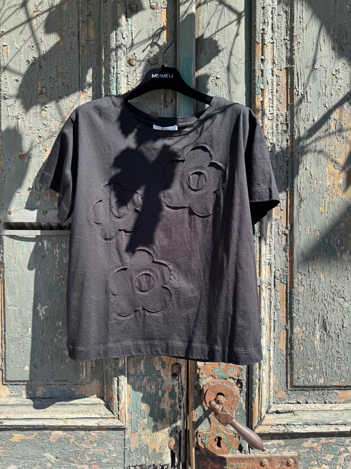 MeiMeij Top Bumbac Black Flowers - 40 IT