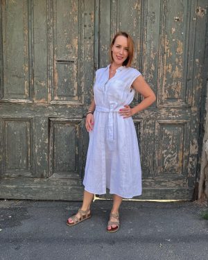 MeiMeij Rochie White Linen  MA9306