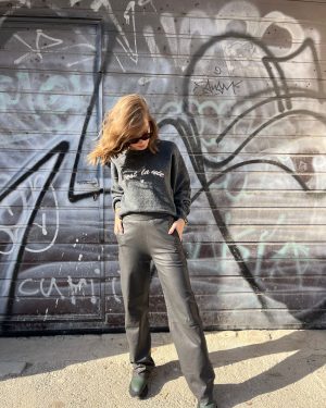 Pantaloni 100% Piele Naturală Charcoal