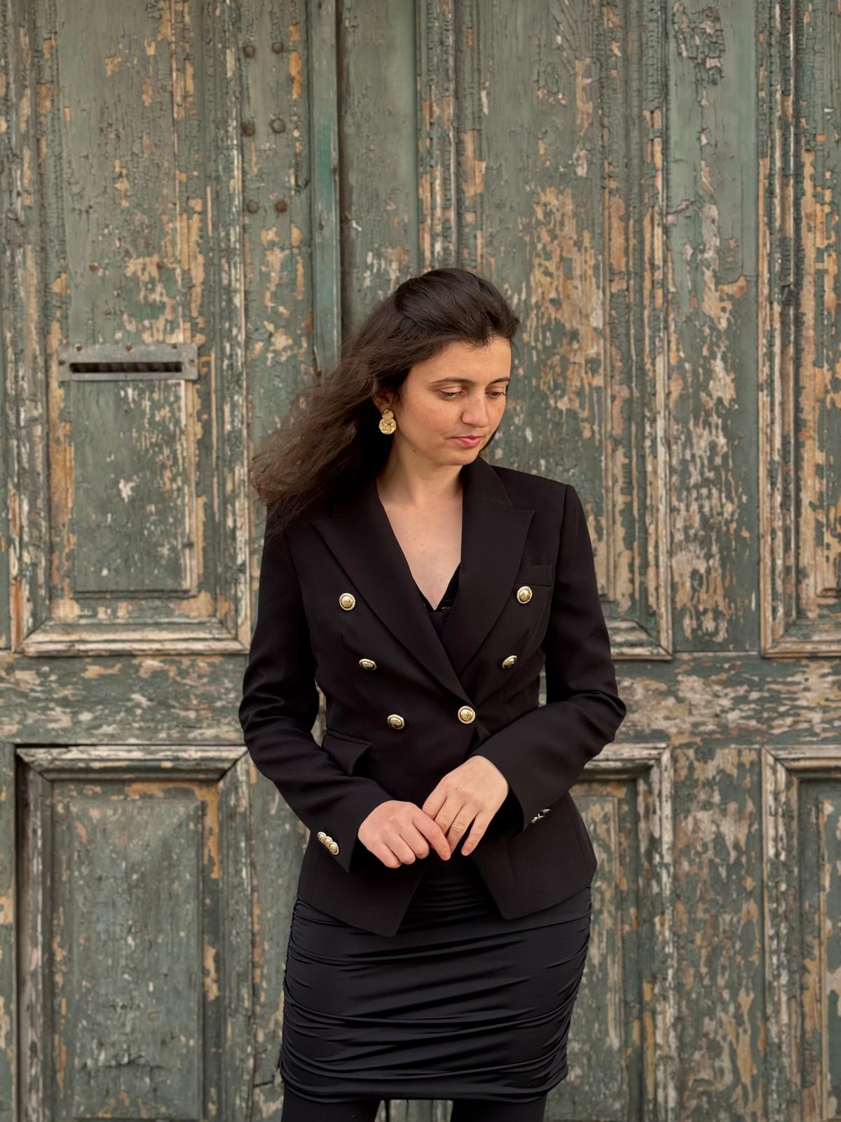 Simona Corsellini Sacou Cambrat Negru - 40 IT