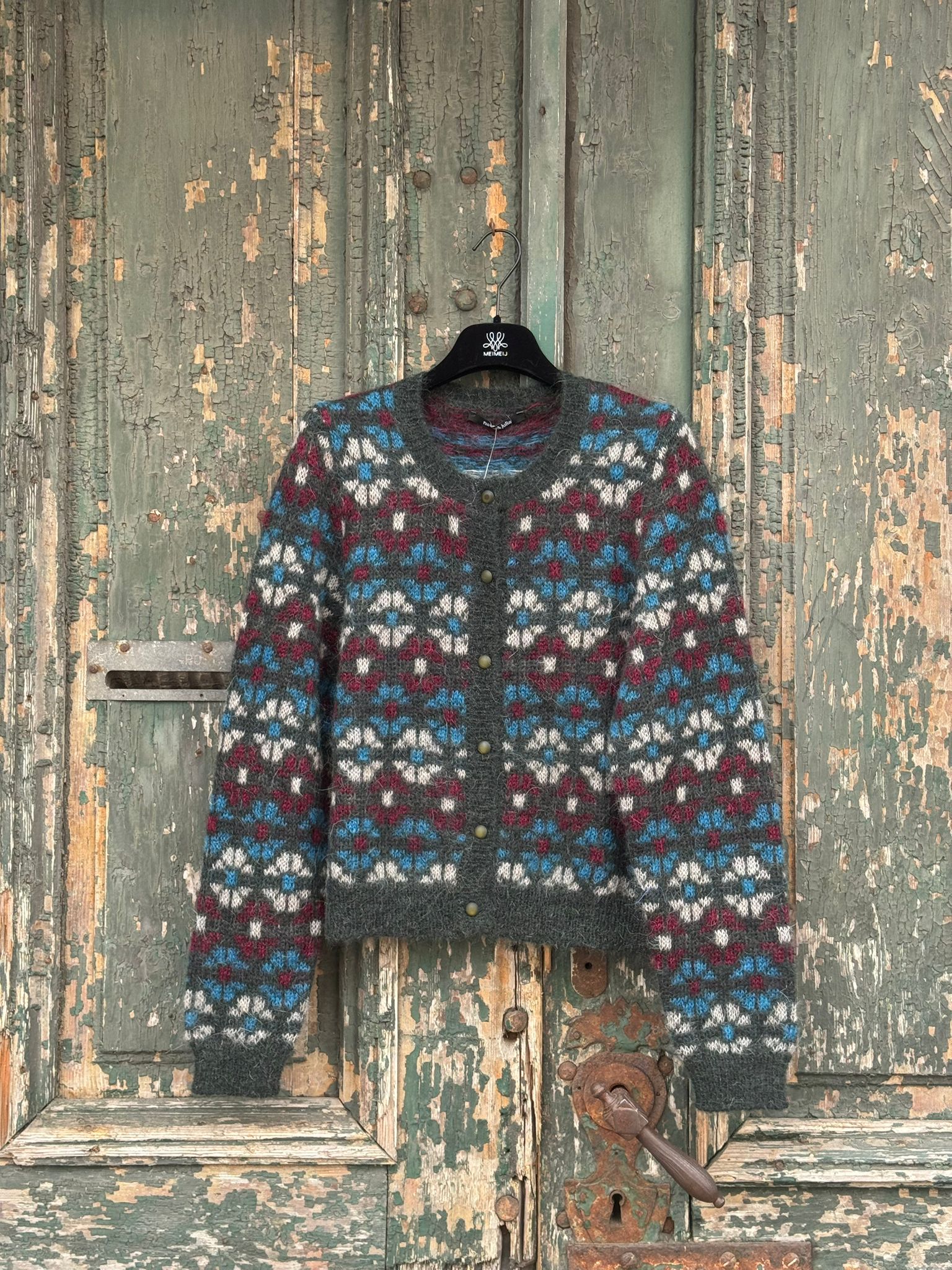 Cardigan Mohair cu print - 38-40 EU - XMAS