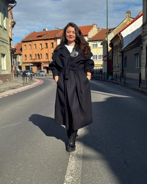 Mkdt Palton lînă cu cordon